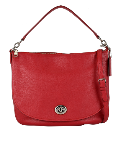 Turnlock Hobo, &pound;110, Handbags, Red, Leather, Front view